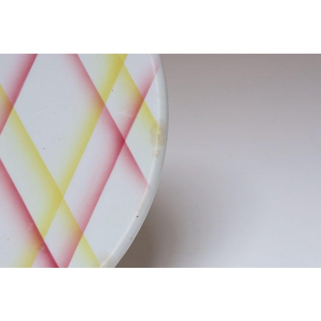 Vintage German Ceramic Cake or Pie Plate / Round Trivet With Diamond Argyle / Lattice Pattern For Sale - Image 10 of 18