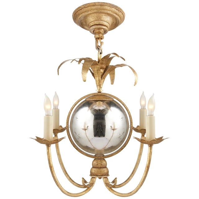 Chapman & Myers for Visual Comfort Signature Gramercy Mini Chandelier in Gilded Iron For Sale