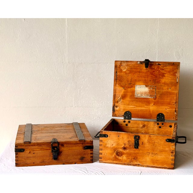 Vintage Wooden Storage Boxes, 1920s, Set of 2 For Sale - Image 11 of 15