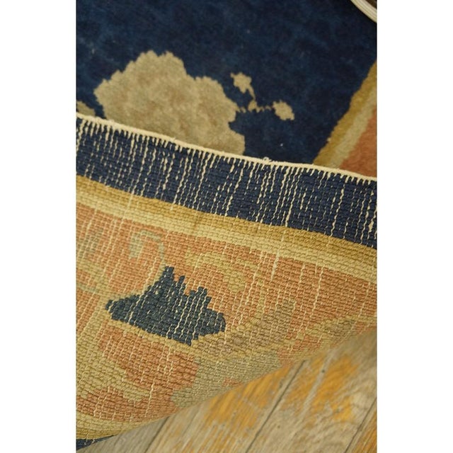Small 1920s Navy Field Floral Deco Art Antique Chinese Peking Rug 3'2'' X 6'2' For Sale In New York - Image 6 of 10