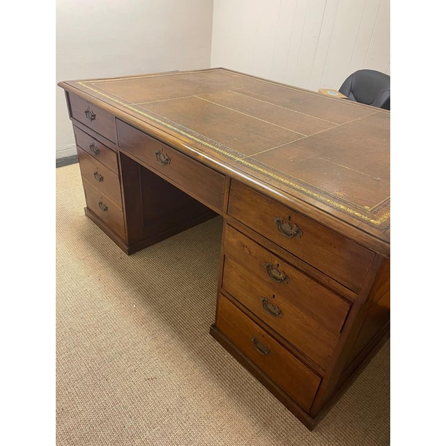 True partners desk will comfortably fit 2 people. Storage is the same on both sides. 1 drawer with an open space below on...