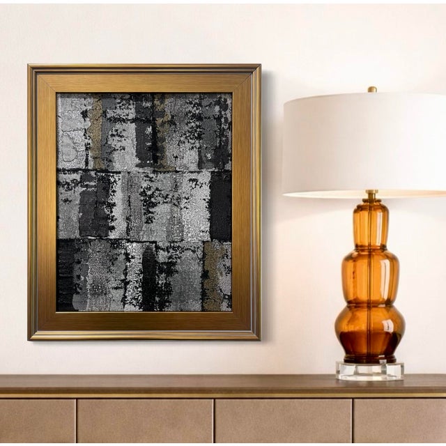 This original mixed-media abstract painting by J. Kent Martin is inspired by aerial views of farmland and the ordered...