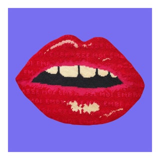 "Embrasse Moi" Red Lips Print on Purple, Custom, Original For Sale
