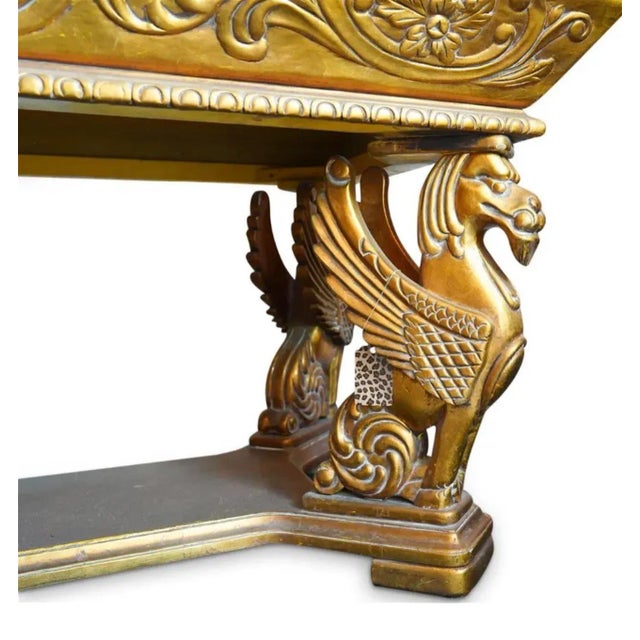 Figurative Mid 20th Century Gilt Wood & Rouge Marble Table For Sale - Image 3 of 13