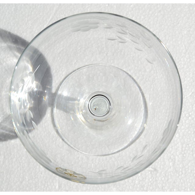1930s Art Deco Flemington Cut Glass Champagne Coupe Hand-Cut Daisy Floral Designs For Sale - Image 9 of 13