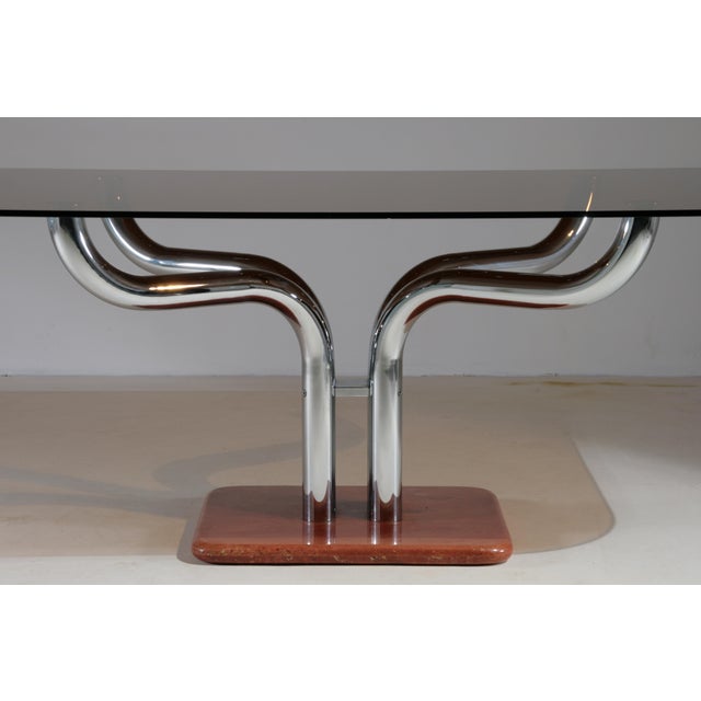 Italian Chrome and Smoked Glass Table from Guido Faleschini, 1970s For Sale - Image 10 of 18