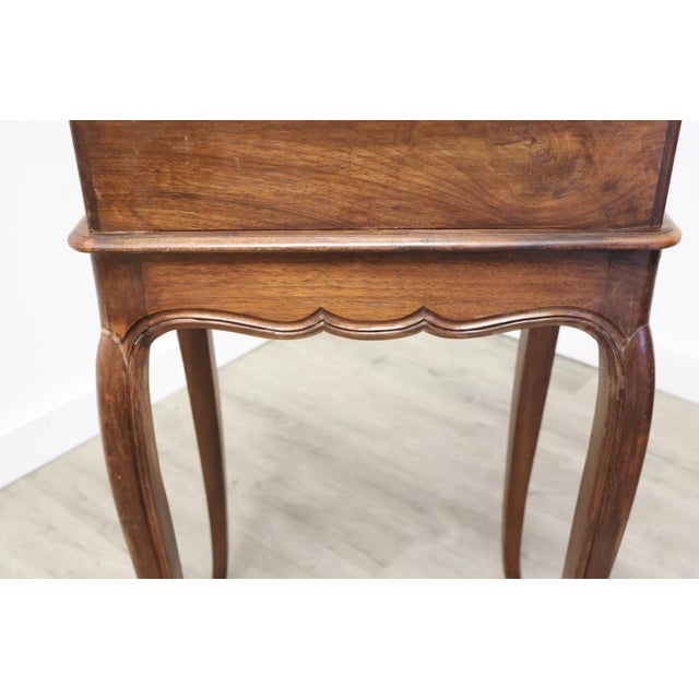 Antique French Louis XV Walnut Table De Chevet Bedside Stand With Drawer, C. 1890 For Sale - Image 9 of 10