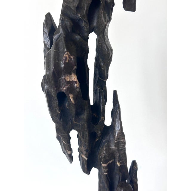 Chinese Scholar Stone Tall Slender Lingbi Rock on Display Stand For Sale In Atlanta - Image 6 of 17