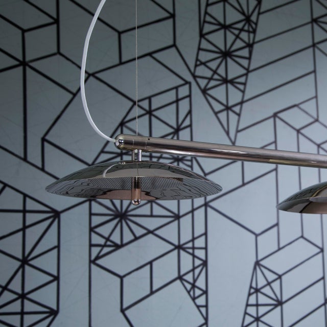 Signal Linear Pendant Light, Short White & Nickel, Floor Model, Modern, Minimal, Led Hanging Lamp For Sale In New York - Image 6 of 9