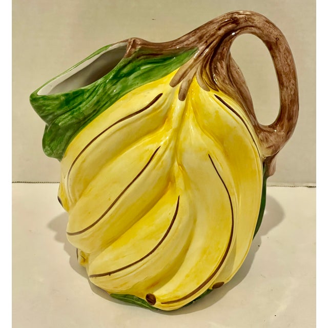 Perfect summer Italian Vintage Banana Glazed Ceramic Pitcher. Very unusual and striking colors. Stamped at the bottom,...