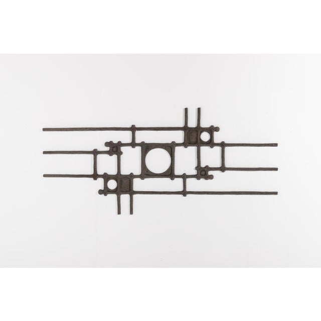 Casted and coated metal Brutalist surface decoration-wall relief from 1980’s. It can be used horizontally or vertically....