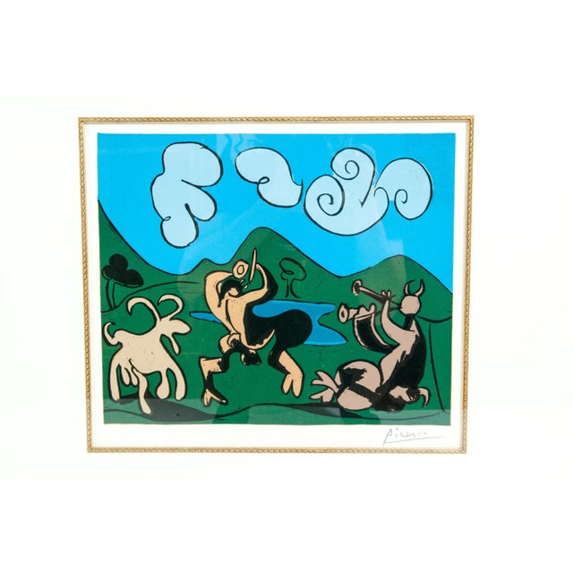 Abstract Pablo Picasso "Dancing Animals" Color Linocut Print For Sale - Image 3 of 12