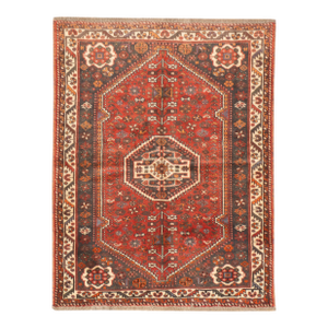 Vintage Hand-Knotted Persian Qashqai Rug 3'8" X 4'9"