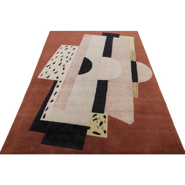 2010s Rug & Kilim’s French Art Deco Rug in Brown With Geometric Patterns For Sale - Image 5 of 7