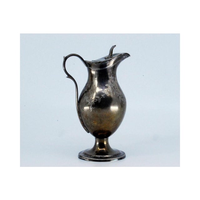 Silver Altar Wine Cruet with Floral Engraving and Beaded Base For Sale - Image 3 of 11