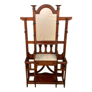 Arts and Crafts Inlaid Mahogany Hall Stand, 1900 For Sale