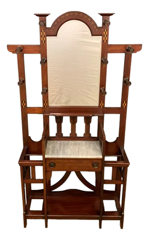Arts and Crafts Inlaid Mahogany Hall Stand, 1900