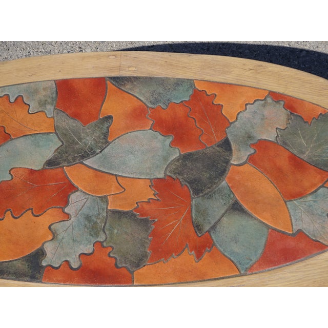 1950s Vintage Coffee Table in Oak and Ceramic by Barrois for Vallauris, 1950s For Sale - Image 5 of 18