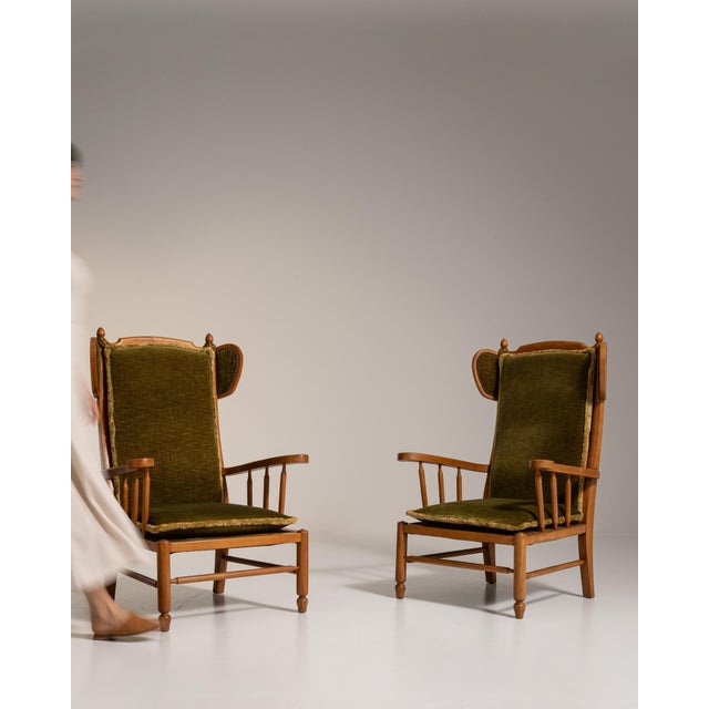 1970s Brown Wood Pair of Lounge Chairs For Sale - Image 10 of 16