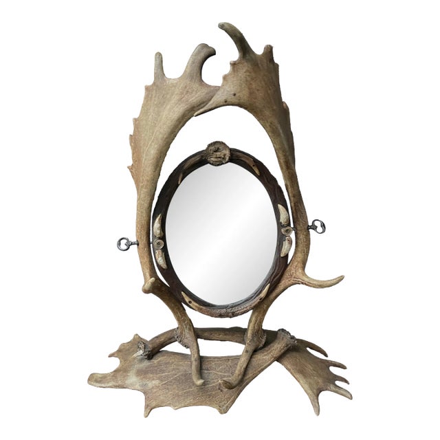 Early 20th Century Antler Vanity Mirror For Sale