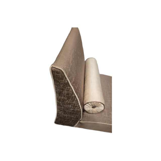 Art Deco 1990s Modern Day Bed With Raw Silk Covering and Cushions For Sale - Image 3 of 4