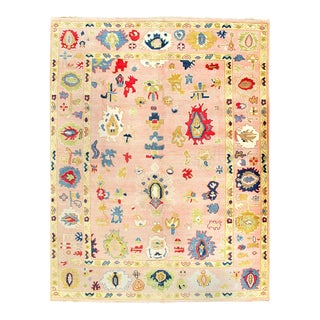 Fine Hand Knotted Oushak Design Rug 9'1'' X 12'1' For Sale