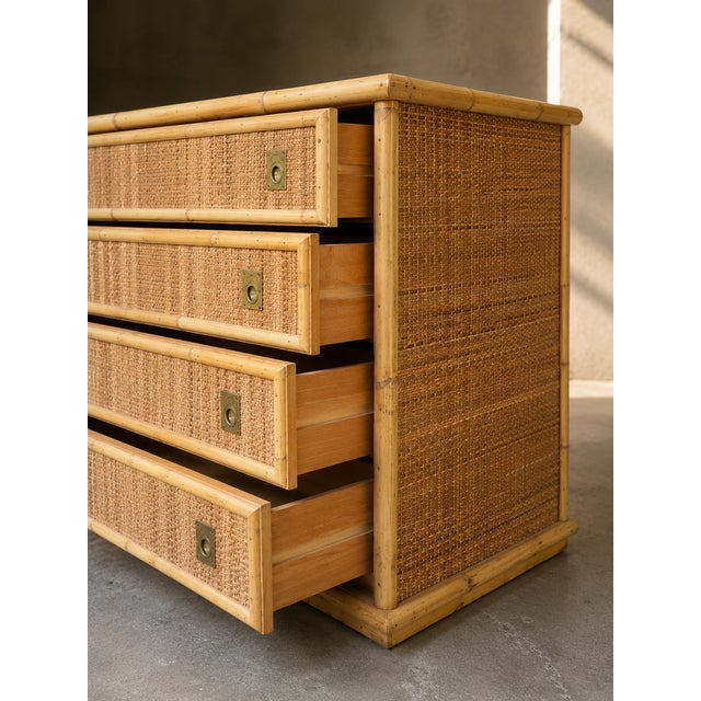 Mid-Century Modern Chest of Drawers in Bamboo and Woven Rattan from Dal Vera, 1970 For Sale - Image 3 of 6