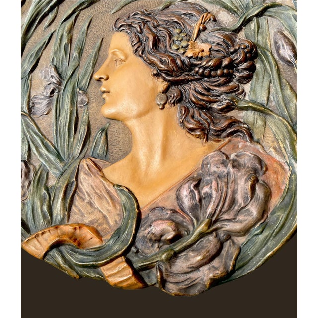 Austrian Art Nouveau Relief Porcelain Wall Charger, C. 1905 For Sale - Image 13 of 16