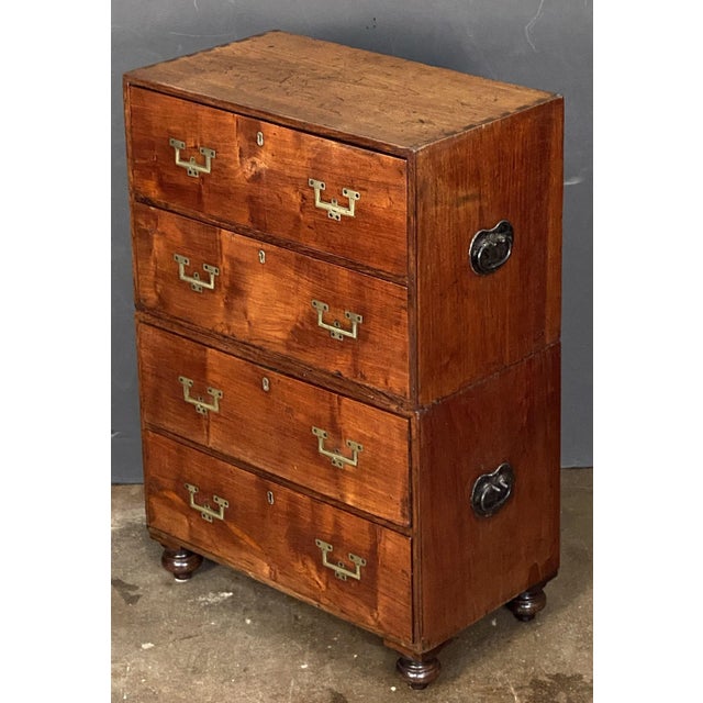 A fine and unusually diminutive British army or naval officer’s Campaign Ware chest of drawers or dresser, from the 19th...