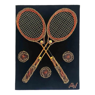Vintage Tennis Racket - Folk String Art For Sale