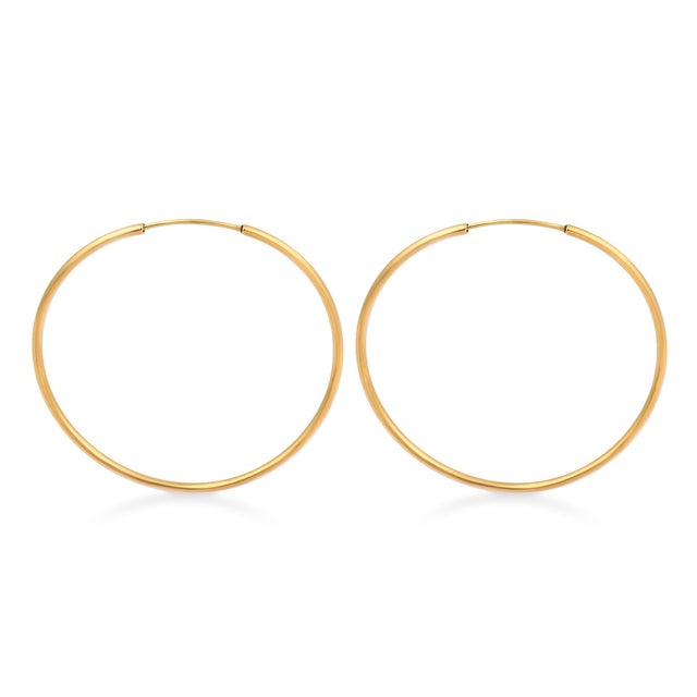 Modern Mid 20th Century Pair of Modern 18k Yellow Gold Hoop Earrings For Sale - Image 3 of 7