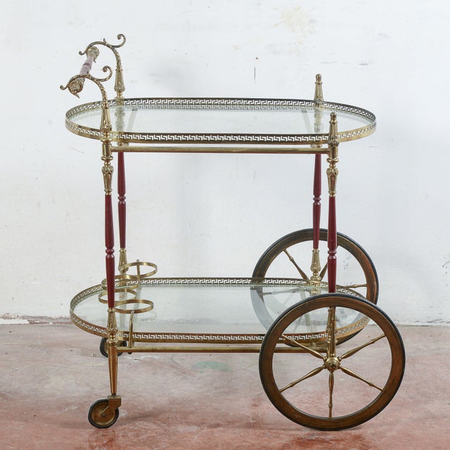 Vintage Serving Trolley with Glass Trays For Sale - Image 9 of 9