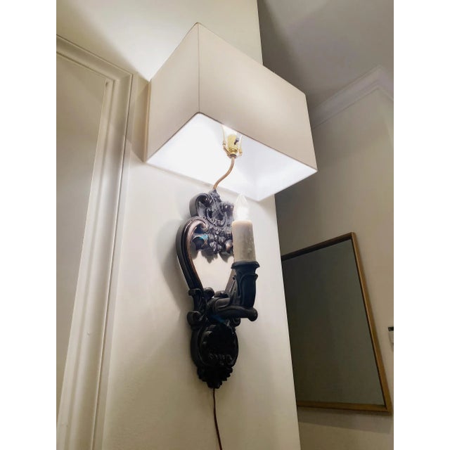 Gothic Vintage Early 20th Century Gothic Double Light Wall Sconce Lamp For Sale - Image 3 of 8