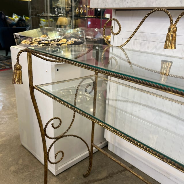 Gilt Rope Metal and Glass Herat Back Vanity For Sale In Miami - Image 6 of 8
