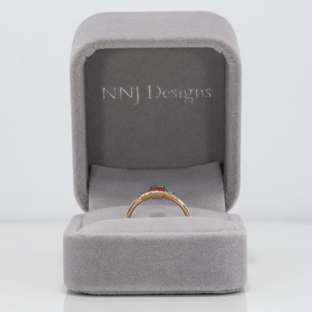 Imperial Topaz Ring With Earth-Mined Diamond Accents in Solid 14k Gold, 9x3.5mm, Size 6.75 For Sale - Image 4 of 9
