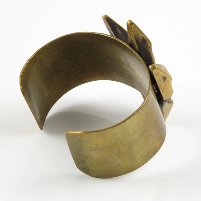 1960s French Sculptor Henri Nogaret 1960s Brutalist Bronze Cuff Bracelet For Sale - Image 5 of 9