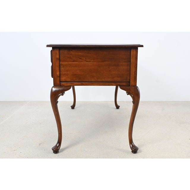 Ethan Allen Queen Anne Solid Cherry Writing Desk With Cabriole Legs | Newly Refinished For Sale In South Bend - Image 6 of 12
