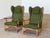 Scandinavian Oak Wingback Lounge Chairs in Striped Wool, 1940s, Set of 2 For Sale - Image 9 of 13