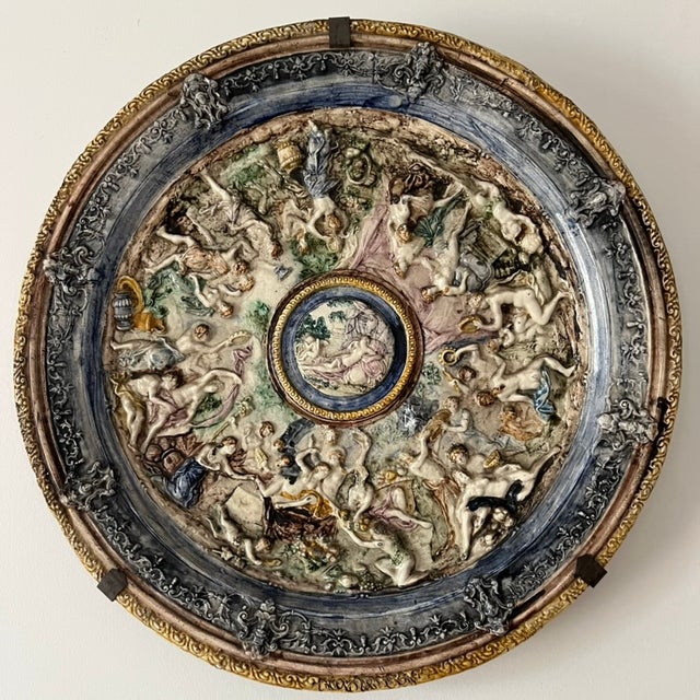 Ceramic Bacchanal Wall Plate, 1890s For Sale - Image 7 of 7
