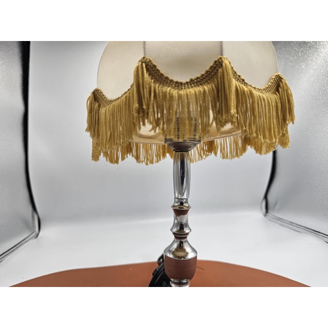 Vintage Art Deco Nickel-Plated Table Lamp, 1940s For Sale - Image 4 of 8