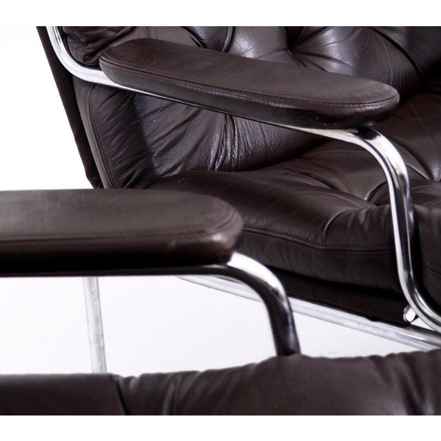 Armchairs in Leather and Chromed Steel, 1960s, Set of 2 For Sale - Image 6 of 9