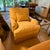 1990s Buttercream Yellow Swivel Lounge Chair With Scalamandré Bullion Fringe-2 Available For Sale - Image 5 of 11