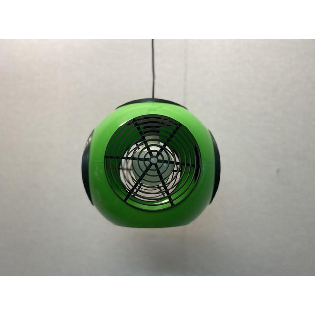 Vintage Ufo Ceiling Lamp in Green Plastic and with Black Grids from Massive Lighting, 1970s For Sale - Image 4 of 18