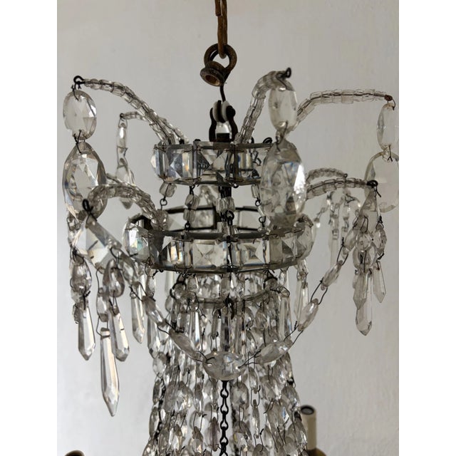 Mid 19th Century 19th C Rare Crystal Beaded Empire Chandelier French Hand Tied Oval Prisms, C1850 For Sale - Image 5 of 17