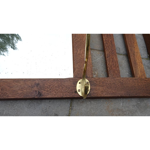 Art Deco Wall Coat Rack in Belgian Oak and Brass, 1920s For Sale - Image 10 of 15