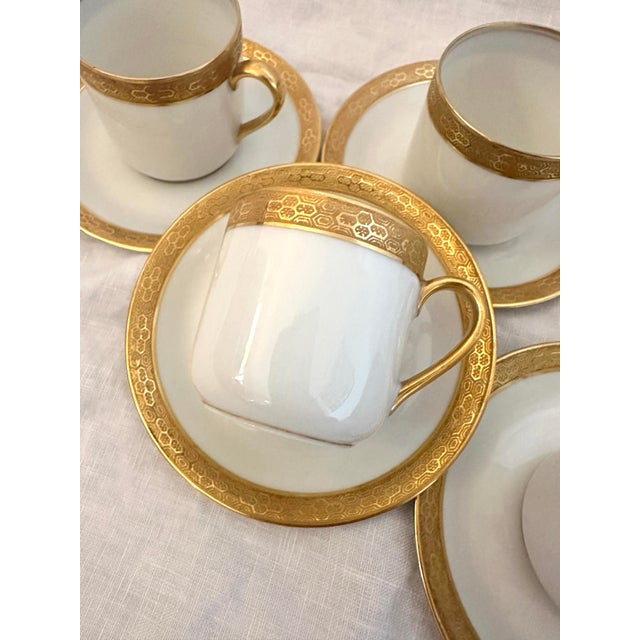 Vintage C. Ahrenfeldt Limoges Espresso cup and saucer set of 5. Perfect to mix and match with other gold rimmed sets. I...
