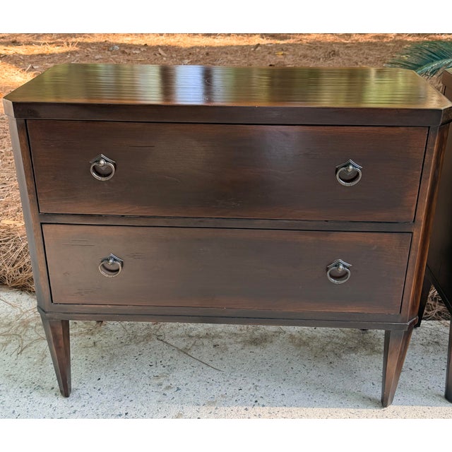 2010s Pair Deep Mahogany Island Style Bedside Chests With 2 Drawers For Sale - Image 5 of 12
