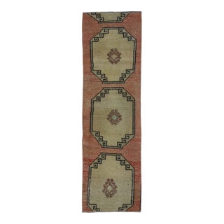 1970s Vintage Handmade Wool Cotton Orange Runner Rug For Sale