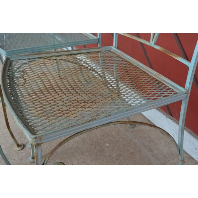 1960s Vintage Salterini Style Iron Aqua Green Patio Table & 4 Chairs For Sale - Image 5 of 11