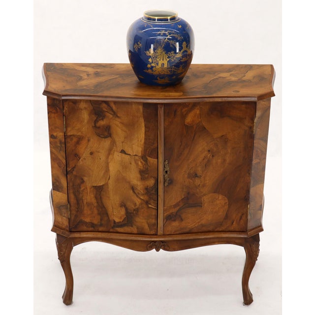 Italian Patch Olive Burl Wood Bombe Shape Hall Cabinet Console Cabinet Credenza For Sale - Image 6 of 15